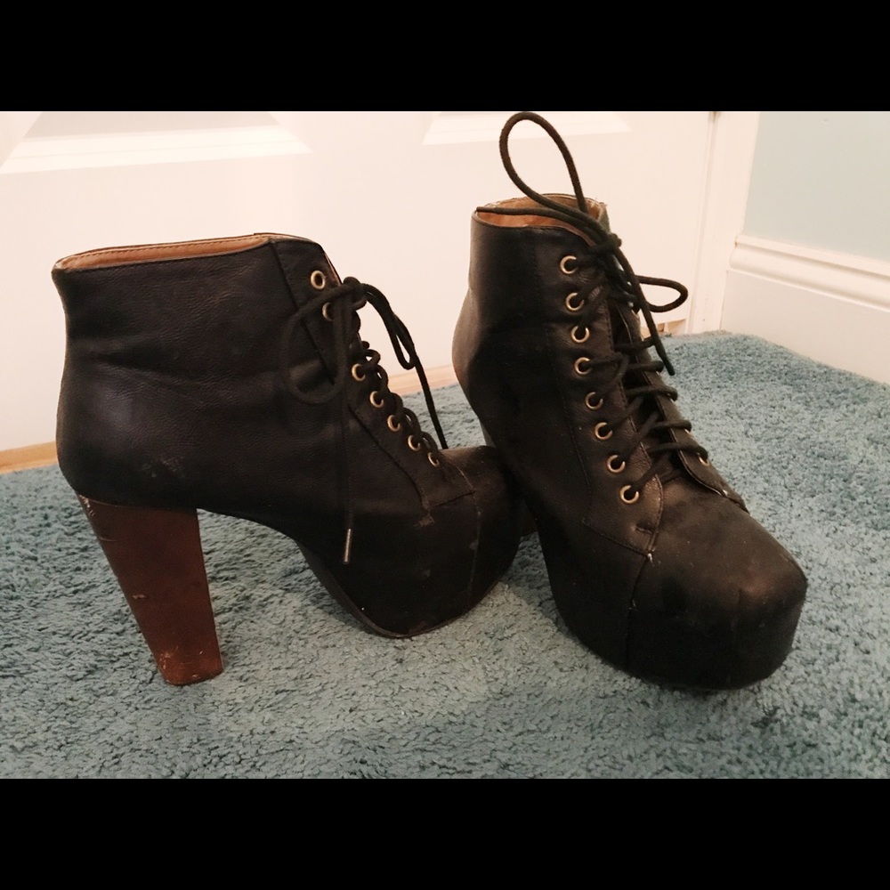 Black heeled booties.